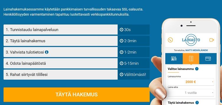 Lainastolta saat lainapäätöksen oitis ja rahatkin siirretään sinulle heti.