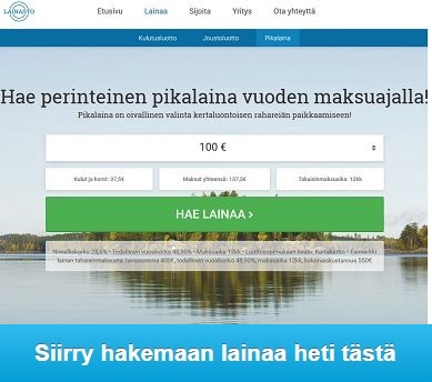 Lainasto.fi pikalaina on perinteinen ja sen saa pitkällä maksuajalla.