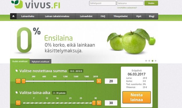 Vivus on todellakin Suomen suosituin 20 euron pikalaina. Vivus on tituleerattu "Suomen halvin & suosituin 20e pikalaina" tittelillä jo vuodesta 2011.